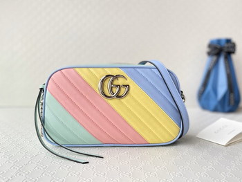 Replica Replica Gucci 447632 GG Marmont Small Shoulder Bag Multicolored Pastel Diagonal Matelasse Leather