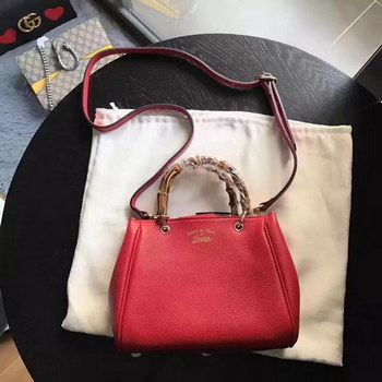 Replica Gucci 368823 Bamboo Shopper Leather Mini Bag Red