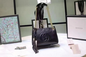 Replica Gucci 387043 Soho Leather Shoulder Bags Black