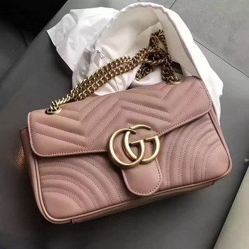Replica Gucci Marmont Matelasse Shoulder Bag Yelow Gold Pink