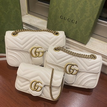 Replica Top Copy Gucci GG Marmont Matelasse Shoulder Bags 443497 446744 476433 White Leather