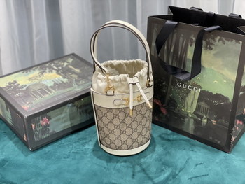 Replica Replica Gucci Horsebit 1955 Small Bucket Bag White Canvas