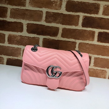 Replica Original Copy Replica Gucci 443497 GG Marmont Small Shoulder Bag Pastel Pink Diagonal Matelasse Leather