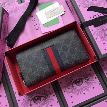 Replica Gucci 408831 Web GG Supreme Zip Around Wallet Black