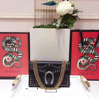 Replica Gucci 400249 Dionysus Small Studded Shoulder Bag Black Crystal and Metal Studs