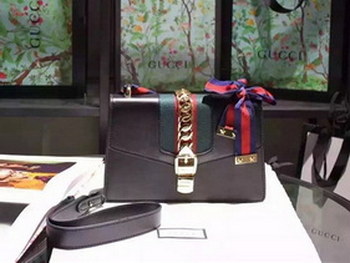 Replica Gucci 431666 Sylvie Leather Mini Chain Bag Black