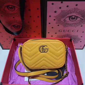 Replica Gucci 448065 GG Marmont Matelasse Mini Bag Yellow