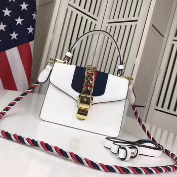 Replica Gucci 431666 Sylvie Leather Mini Chain Bag White