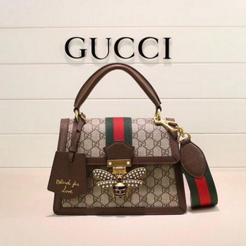 Replica Gucci 476541 Queen Margaret GG Small Top Handle Bag Brown