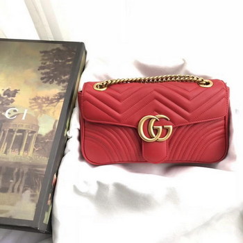 Replica Gucci 446744 GG Marmont Matelasse Mini Bag Red