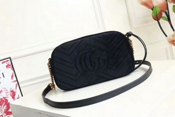 Replica Original Copy Gucci 447632 GG Marmont Small Shoulder Bag Black Velvet