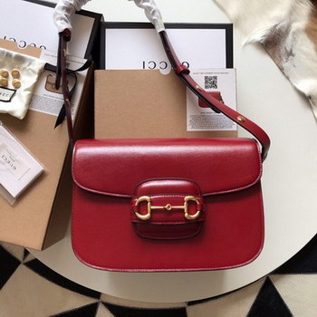 Replica Replica Gucci 1955 Horsebit Shoulder Bag Red Textured Leather with a Vintage Effect 602204