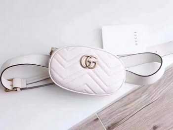 Replica Gucci 476434 GG Marmont Matelasse Leather Belt Bag White