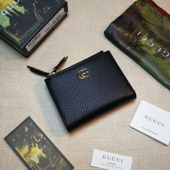Replica Copy Gucci 474747 GG Marmont Leather Wallet Black