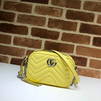 Replica Original Copy Gucci 448065 GG Marmont Matelasse Mini Bag Yellow Leather
