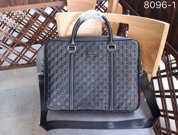 Replica Gucci 8096 1 Men Leather Briefcase Bag Black