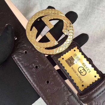 Replica Gucci Men Leather Blet With Silver Gold Buckle 014