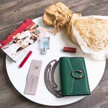 Replica Gucci Dionysus Leather Mini Green Chain Bag Gold Tiger Head Spur