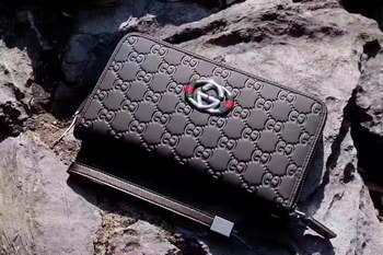 Replica Gucci G9686 Signature Leather Men Wallet Black