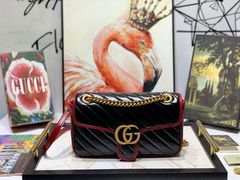 Replica New Replica Gucci 443497 Women GG Marmont Small Shoulder Bag Black