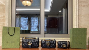 Replica Top Copy Gucci GG Marmont Matelasse Shoulder Bags 443497 446744 476433 Black Leather