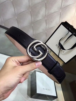 Replica Replica Cheap Gucci Men Leather Black Belt Width 38cm With Silver Buckle 059