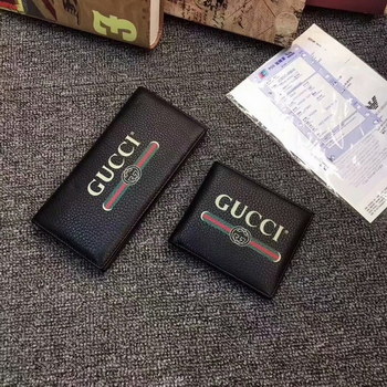 Replica Best Price Gucci Men Leather Wallet Print Logo With Box