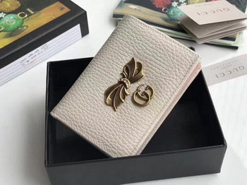 Replica Discount Gucci 524289 Leather Women Card Case with Bow White Leather