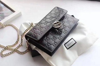 Replica Gucci 40934 Icon Gucci Signature Chain Wallet Black