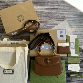 Replica Replica Gucci Small Top Handle Bag with Bamboo Brown 675797 High End