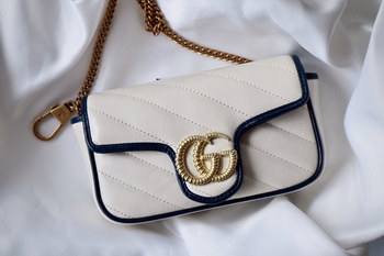 Replica Replica Gucci 574969 GG Marmont Super Mini Bag White Leather
