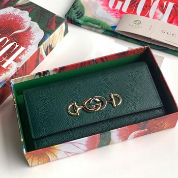 Replica Replica Gucci 573612 Zumi Grainy Leather Continental Wallet Green