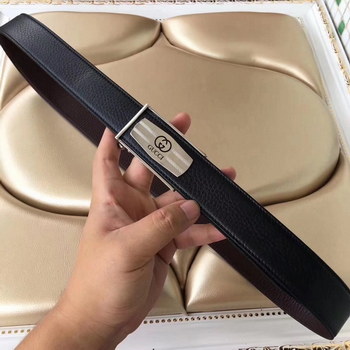 Replica Gucci Men Leather Blet 35cm With Silver Buckle 012