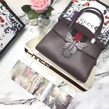 Replica Gucci 505342 GucciTotem Medium Top Handle Bag Brown Leather