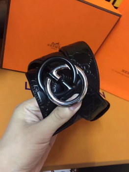 Replica Gucci Leather Double G Black Blet 001