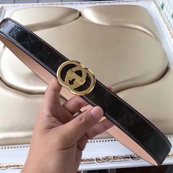 Replica Gucci Leather Blet With Gold Double G Buckle 004