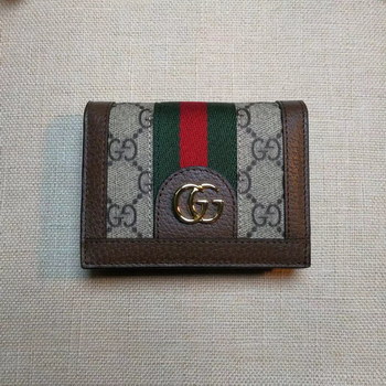 Replica Replica Gucci Card Case Wallet Coffee 523155
