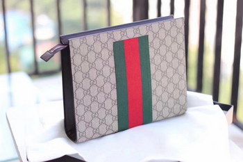 Replica Gucci 475316 GG Supreme Web Cosmetic Case Coffee