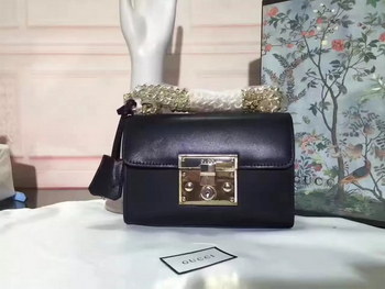 Replica Gucci Padlock Leather Signature Black Shoulder Bag