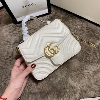 Replica Replica Gucci 547260 GG Marmont Mini Top Handle Bag Beige Chevron Leather