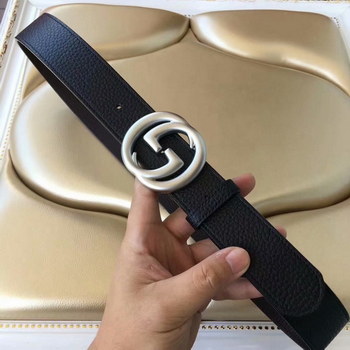 Replica Cheap Replica Gucci Men Leather Belt Black Width 38cm With Silver Buckle 076