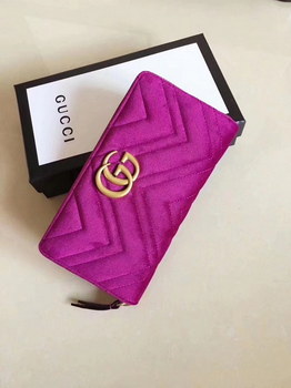 Replica Gucci 443123 Velvet GG Marmont Zip Around Wallet Rose