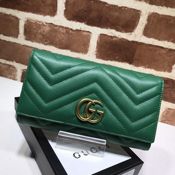Replica Replica Gucci Women GG Marmont Continental Wallet Green 443436