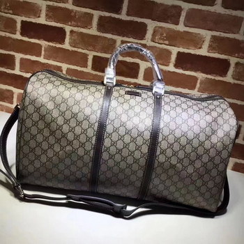 Replica Top Quality Gucci 206500 GG Supreme Men Luggage Tote Bag Brown