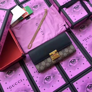 Replica Gucci 453506 Padlock Continental Wallet GG Supreme Black