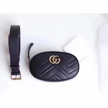 Replica Gucci 476434 GG Marmont Matelasse Leather Belt Bag Black