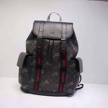 Replica Imitation Gucci 495563 GG Black Backpack For Men Black Grey Soft GG Supreme With Tiger Print For Sale Online