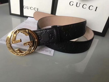 Replica Cheap Replica Gucci Men Leather Belt Width 38cm With Gold Rotating Buckle 067