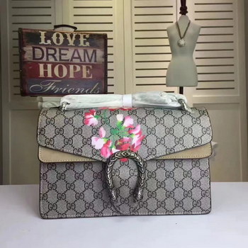 Replica Gucci Dionysus Blooms Print Shoulder GG Supreme Bag Yellow Leather
