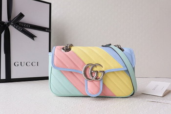 Replica Replica Gucci 446744 Marmont Matelasse Mini Bag Multicolored Pastel Diagonal Matelasse Leather
